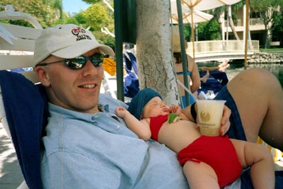 Enjoying a Cocktail by the pool