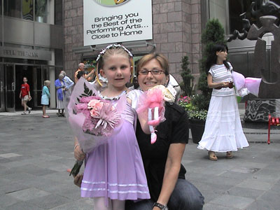 Emma and Nicole outside the Dance Theatre after the show