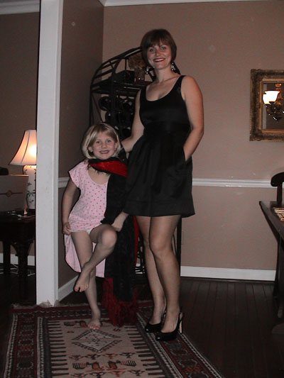 Nicole & Emma posing; which they both enjoy - before Stewart & Nicole go out to Toscana - New Years Eve 2007