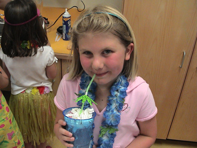 Emma indulging in fruit drink