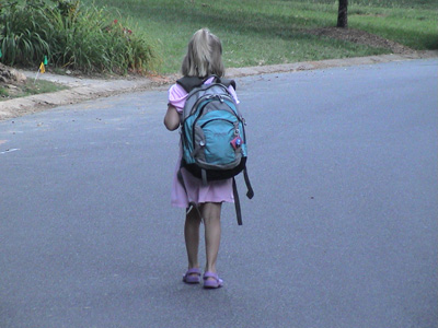 Walking to bus for last day of First Grade