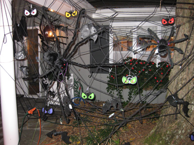 Many of the local homes are very much dressed for the Halloween Evening