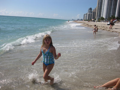 Emma playing on Miami Beach, Florida