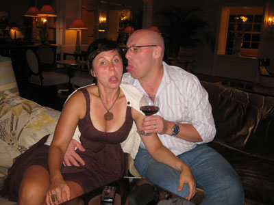 Stewart and Nicole indulging in a nightcap at The Fairmont