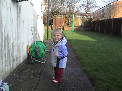 Emma in my mothers back garden