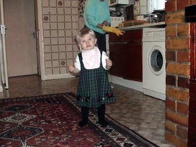 Emma in her Tartan outfit for Christmas Day