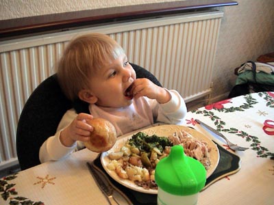 Emma her first real Christmas Dinner !