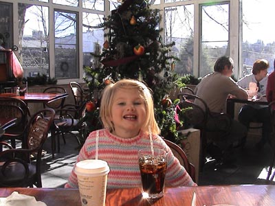 Emma at the restaurant in the town of Blowing Rock in the mountains of North Carolina