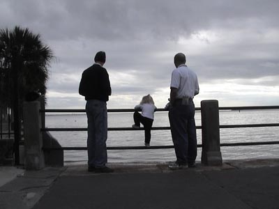 Nick and Emma and Stewart on the Charleston waterfront one morning