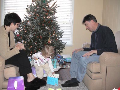 Opening gifts on Christmas Morning