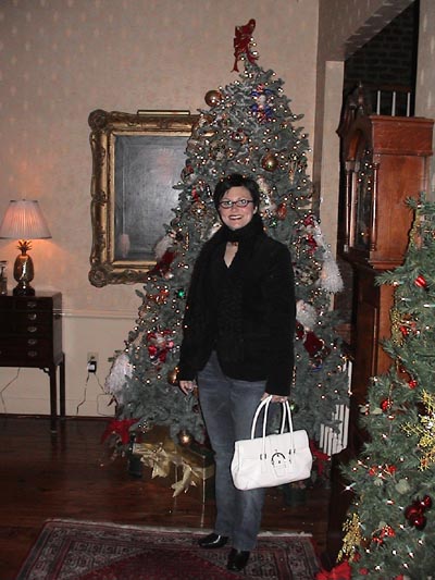 Nicole at the Xmas Tree at the Vendue Hotel in Charleston