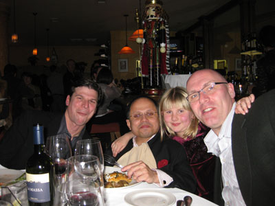 Emma with Chester, Parvez and Daddy at Toscana's New Year Eve