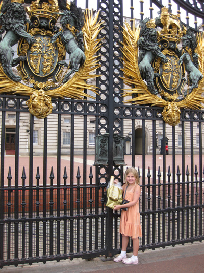 Emma outside of Buckingham Palace