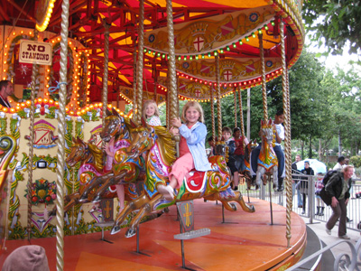 Emma and Olivia at the Fairground on the South Bank of the Thames