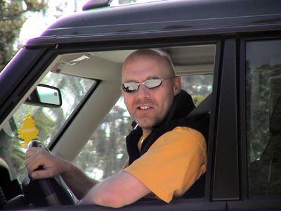 Me behind the wheel of the Land Rover