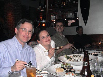 Saber watches Mark and Sarah closely to learn how to use Chopsticks - Bloody Redneck !