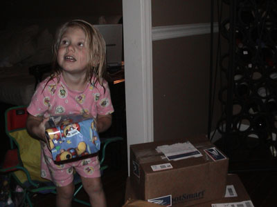 Sept 27 2004 Emma opens birthday gifts