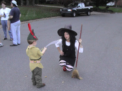 Joan who lives across the street is a lot of fun, dressed as a witch