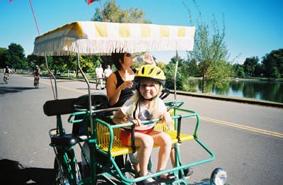 Nicole as usual has to take on water - she can't hack the ride around the park