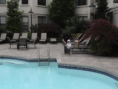 Easter Egg Hunt by the poolside at apartment in Charlotte - April 03