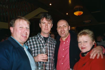 Stewart's 40th Birthday - Keith, Nick and Maggie from Brussels at the pub before the Indian feast !